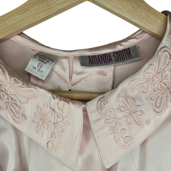 Amanda Smith 14 Blush Pink Satin Blouse [0262] - Picture 6 of 8